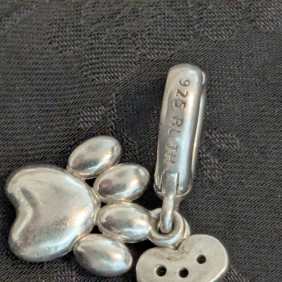 Chic Silver Paw and Bone Charm 925 Solid Sterling Silver With CZ - Picture 6 of 9